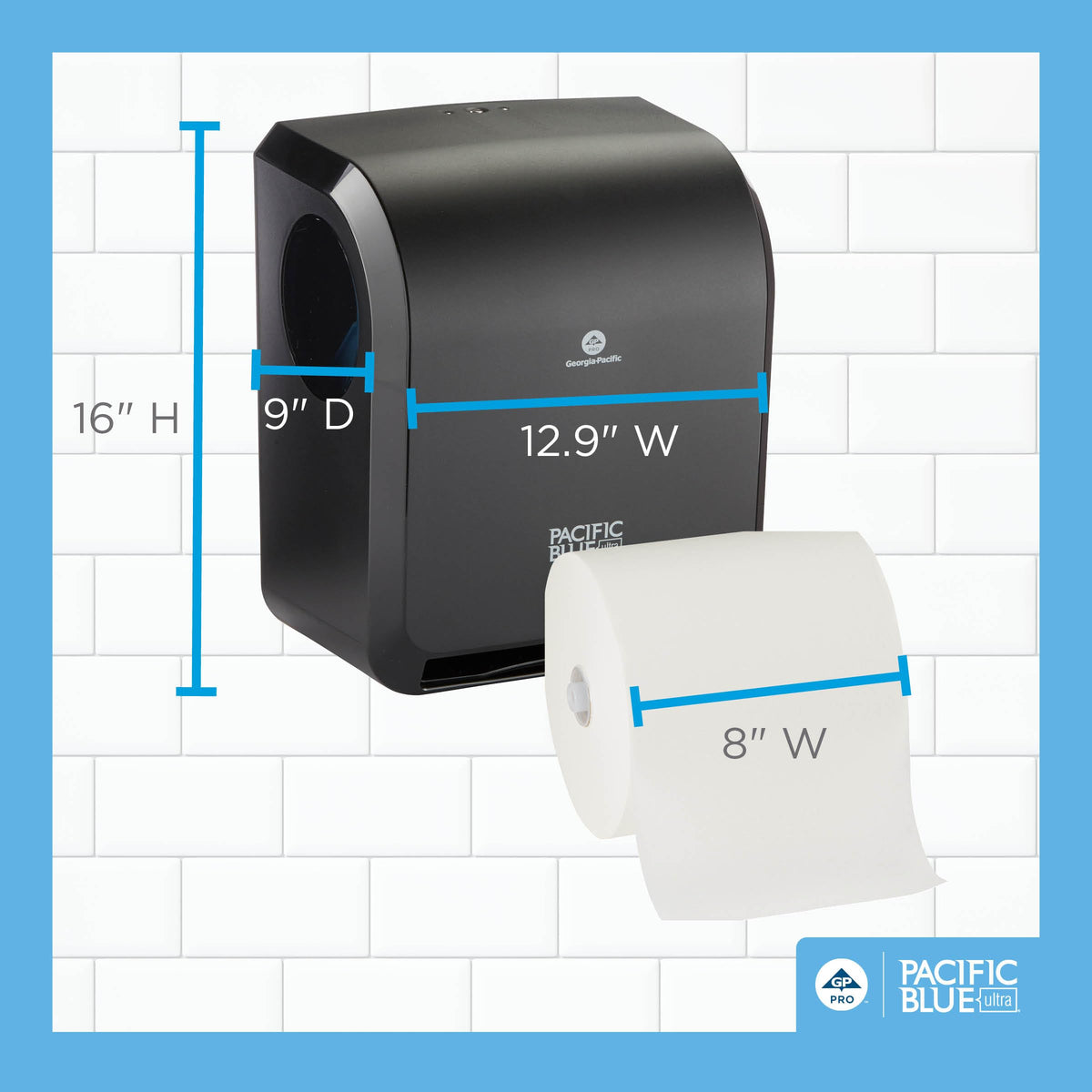 Pacific Blue Ultra 8" High-Capacity Automated Touchless Paper Towel Dispenser Starter Kit by GP PRO