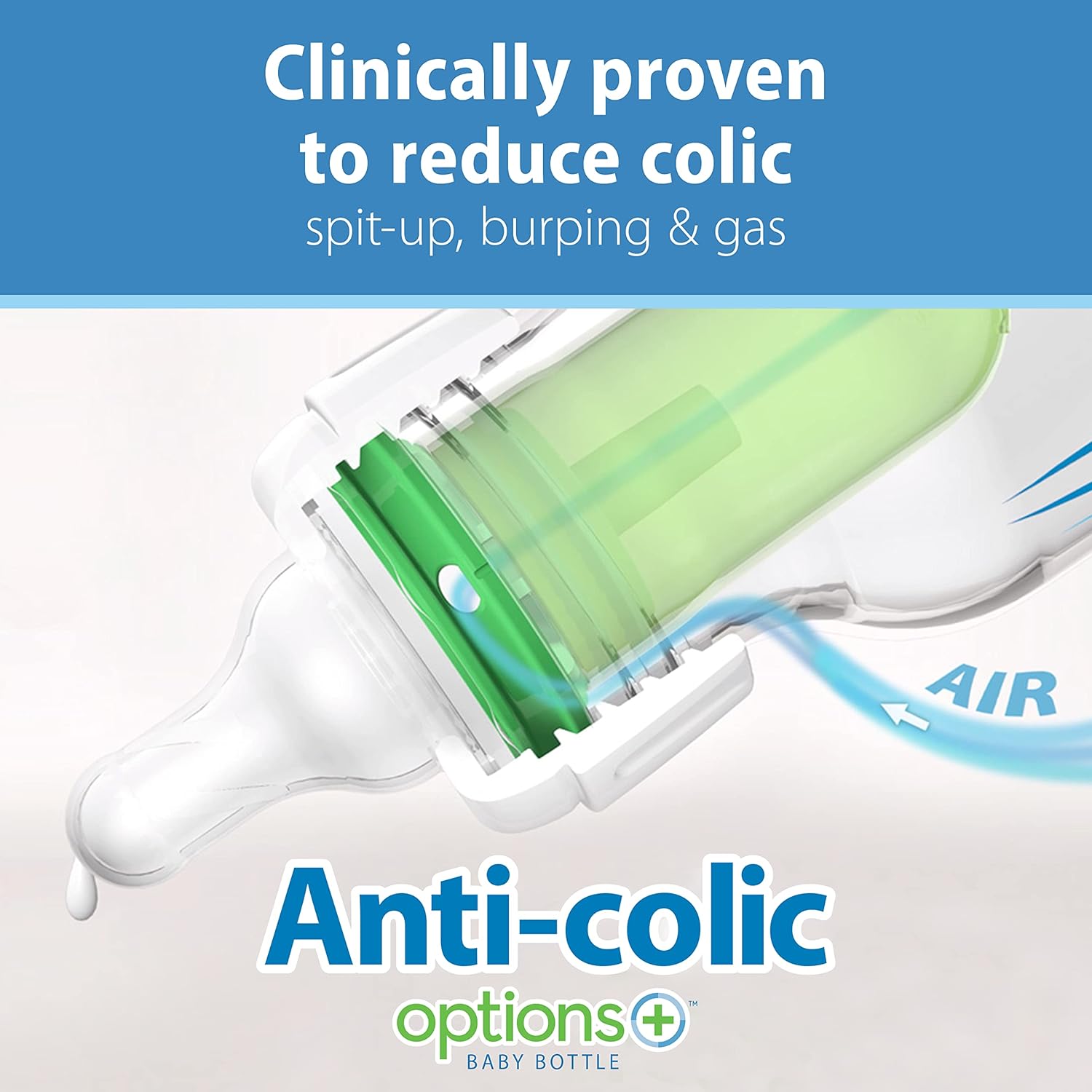 Natural Flow Anti-Colic Options+ First Year Feeding Set with Newborn Baby Bottles, Soft Spout Transition Cup, Bottle
