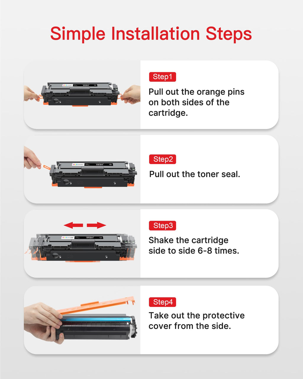 054H 054 Toner Replacement for Canon 054H 054 Toner Cartridge Set 4 Pack
