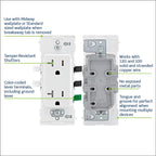 Leviton Lever Edge 20 Amp Tamper-Resistant Duplex Wall Outlet, 10-Pack, E5825-MW, White