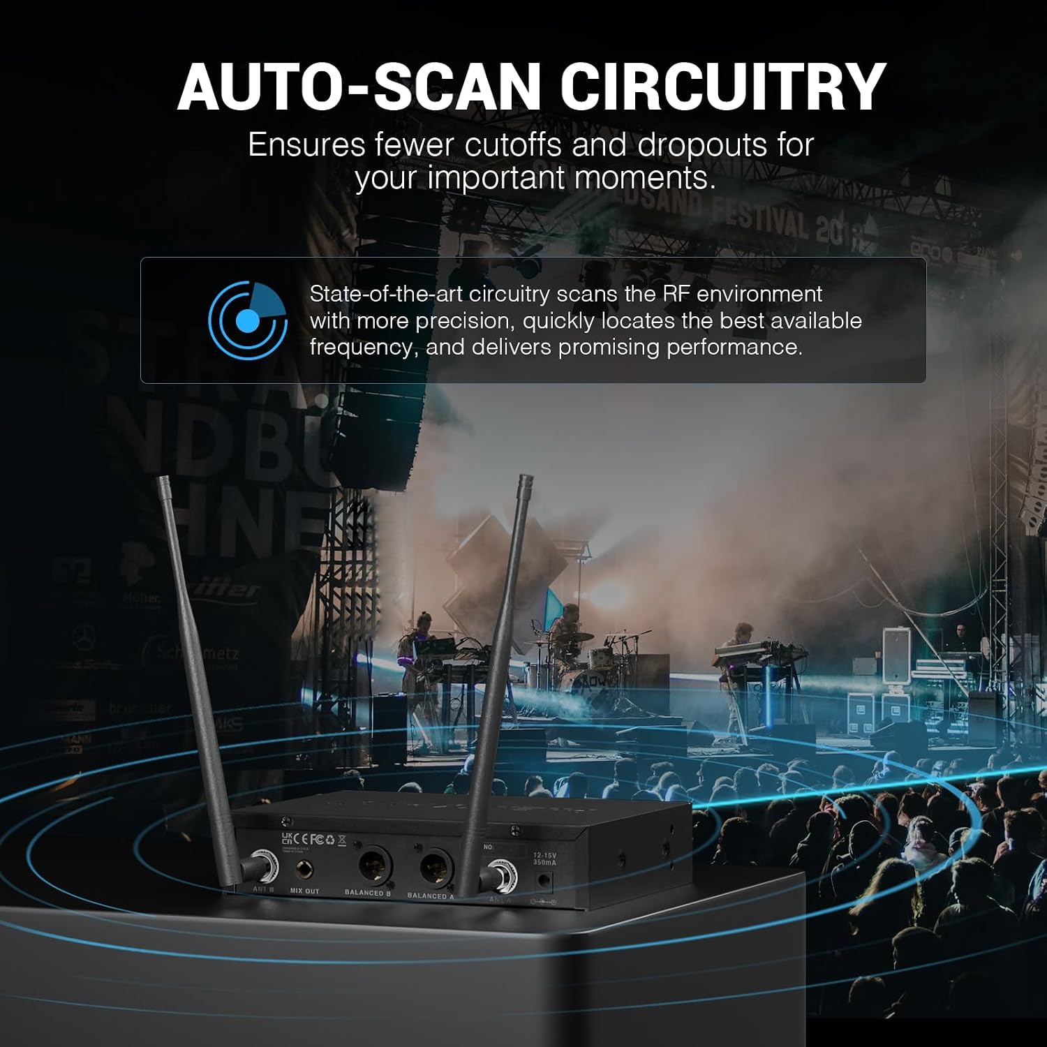 Wireless Microphone System, Dual Channel 100 UHF Metal Receiver, 328ft Range Auto Scan, Cordless Handheld & Bodypack
