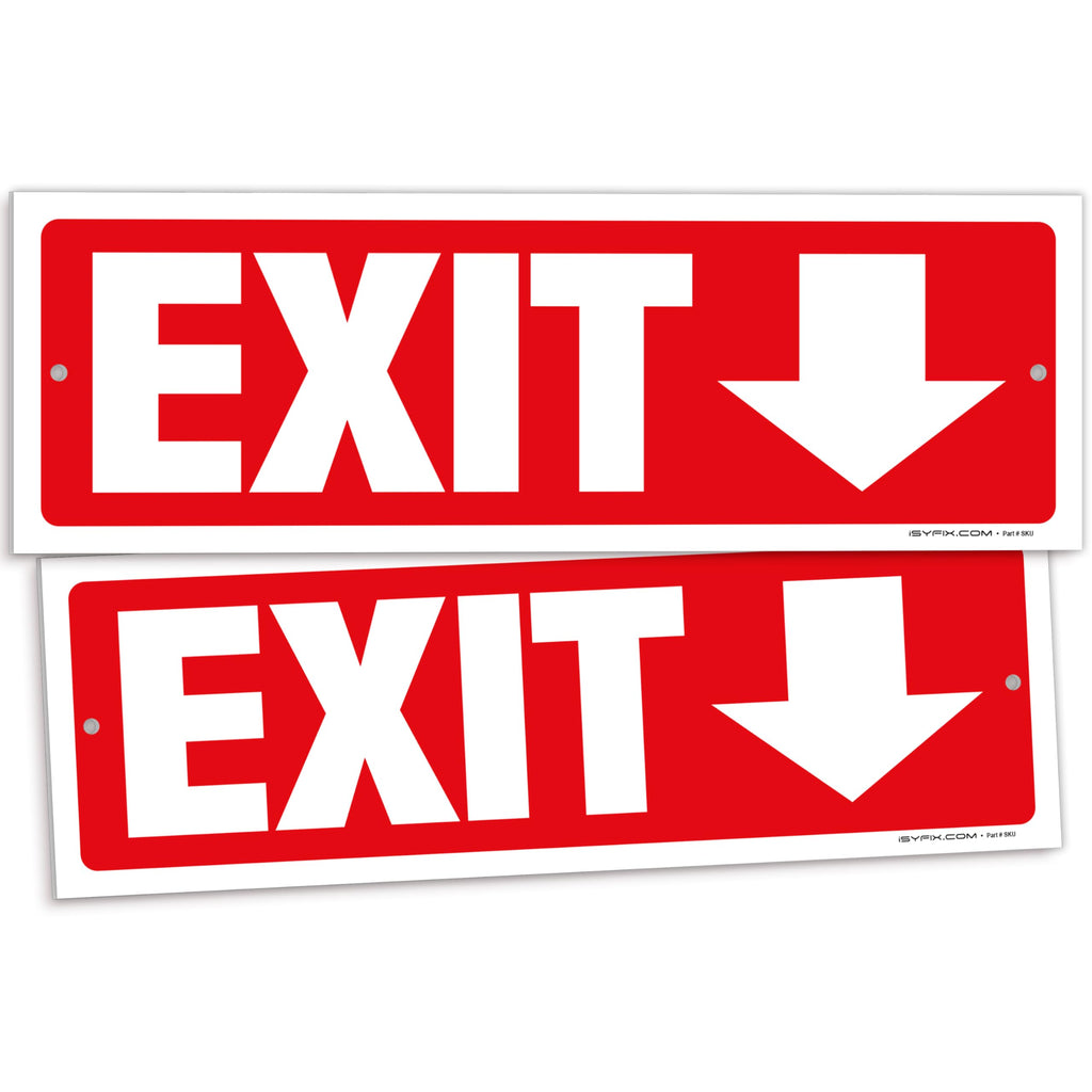 iSYFIX Exit Signs, 12x4 Inch, 2 Pack, Directional Down Arrow