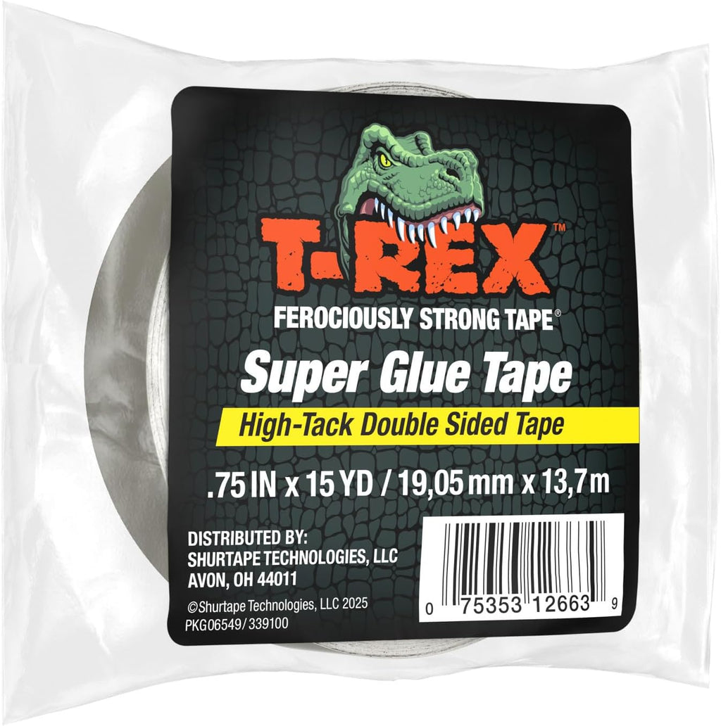 Brand Double Sided Super Glue Tape, 0.75" x 15 Yards, Clear