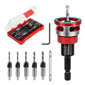 Countersink Drill Bit Set with Depth Stop, 5 PCS TCT Cutters & HSS Bits