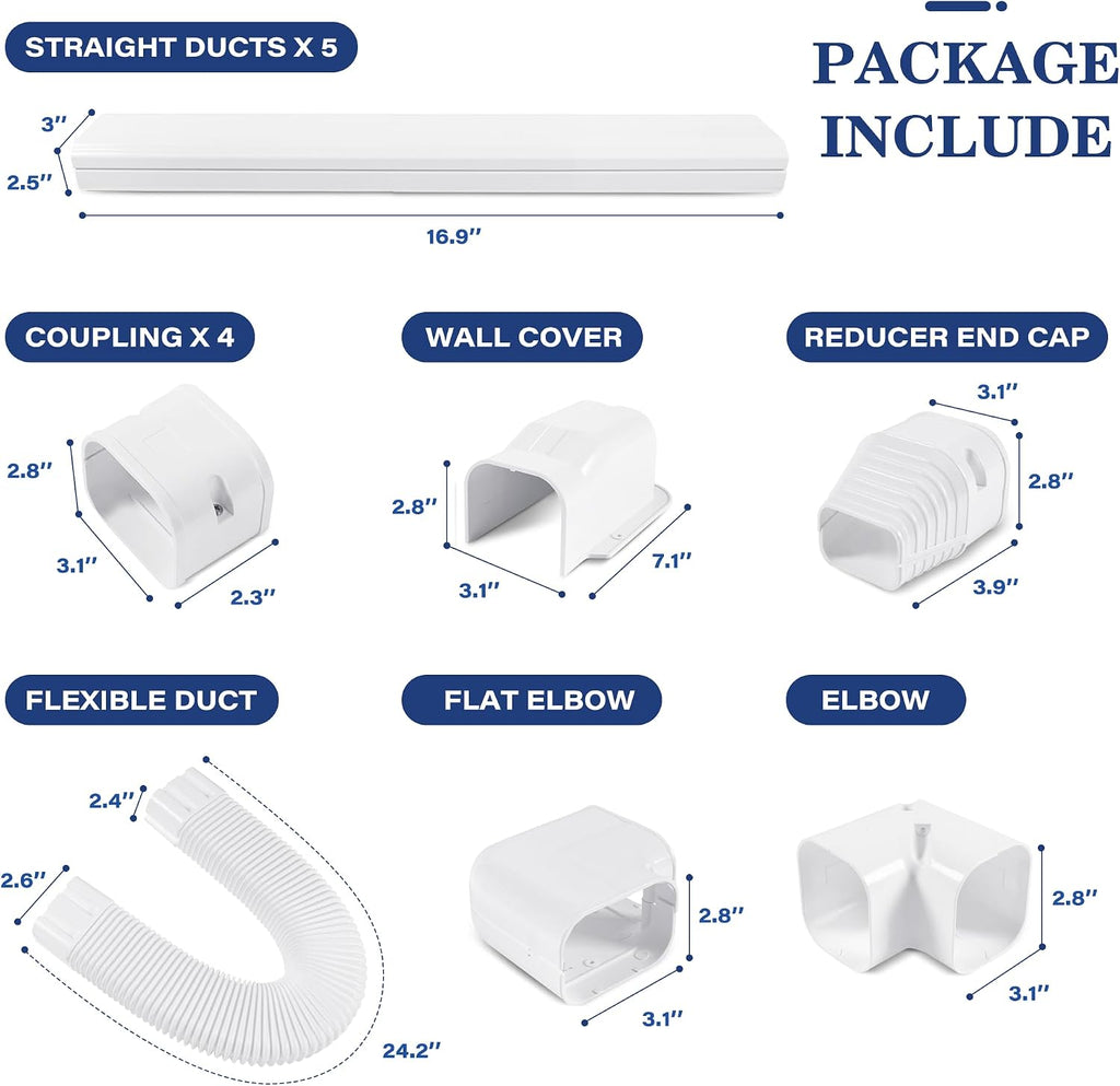 10ft Mini Split Line Set Cover 3" PVC for AC & Heat Pump White | Premium PVC & ABS; UV-resistant; snap-on for quick