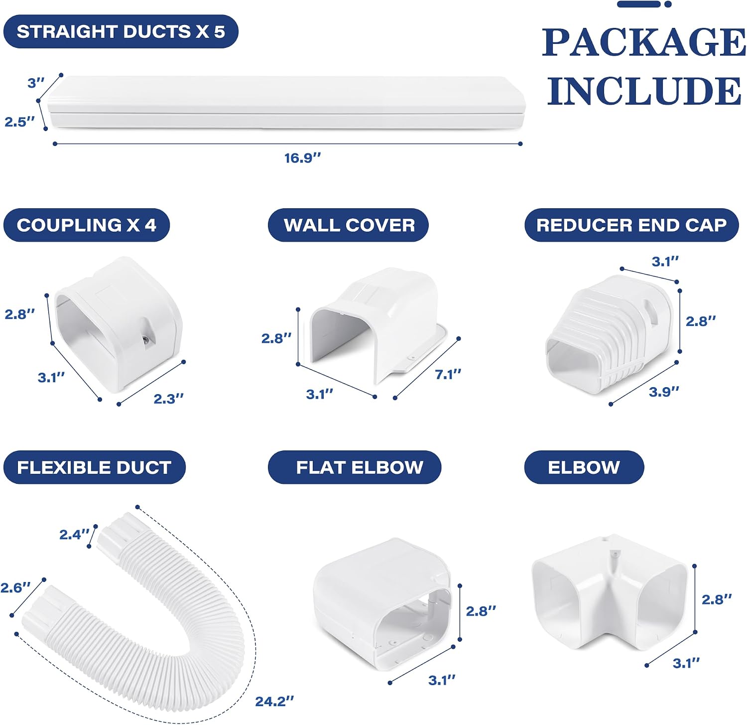 10ft Mini Split Line Set Cover 3" PVC for AC & Heat Pump White | Premium PVC & ABS; UV-resistant; snap-on for quick