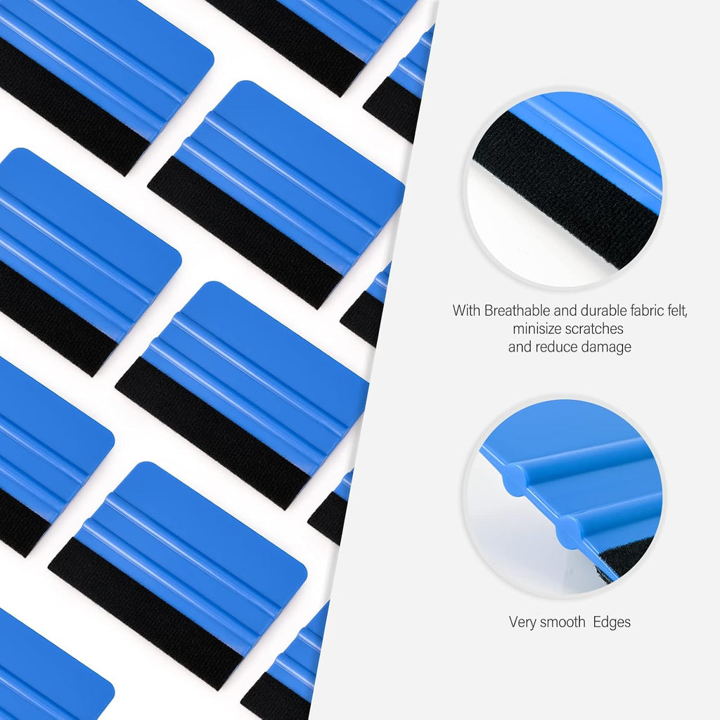 20 Pack Vinyl Squeegee with 20PCS Felt Fabric for Tint Film Decal Squeegee Application Tool Vinyl Wrap Installation