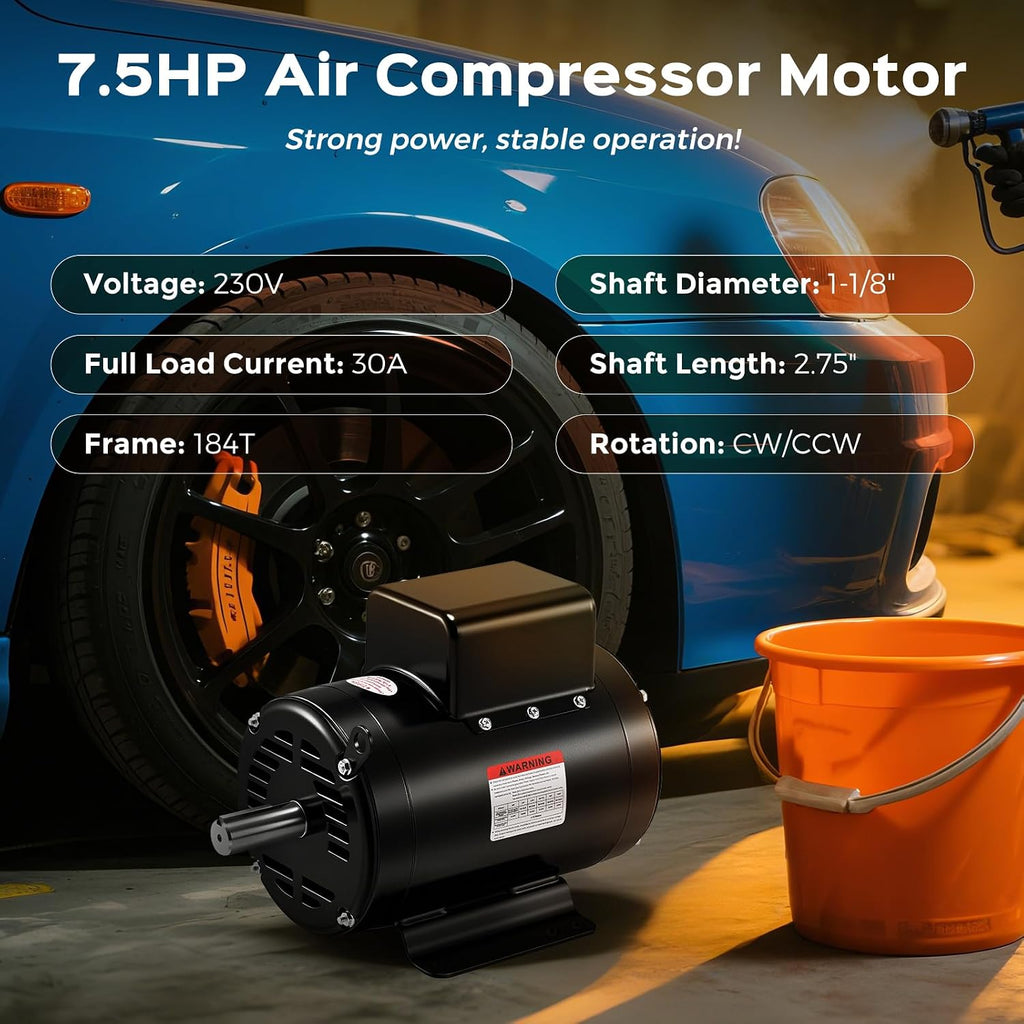 Bonvoisin 7.5HP Air Compressor Motor 184T Frame Single Phase Electric Motor