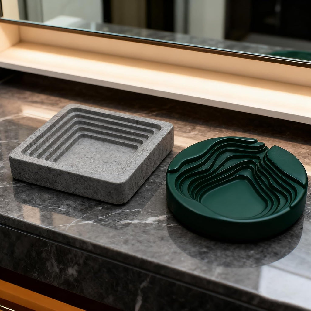 Ashtray Molds for Epoxy Resin, 2pcs Square & Round Terraced Ashtray Resin Molds for Jewelry Storage Box Handmade