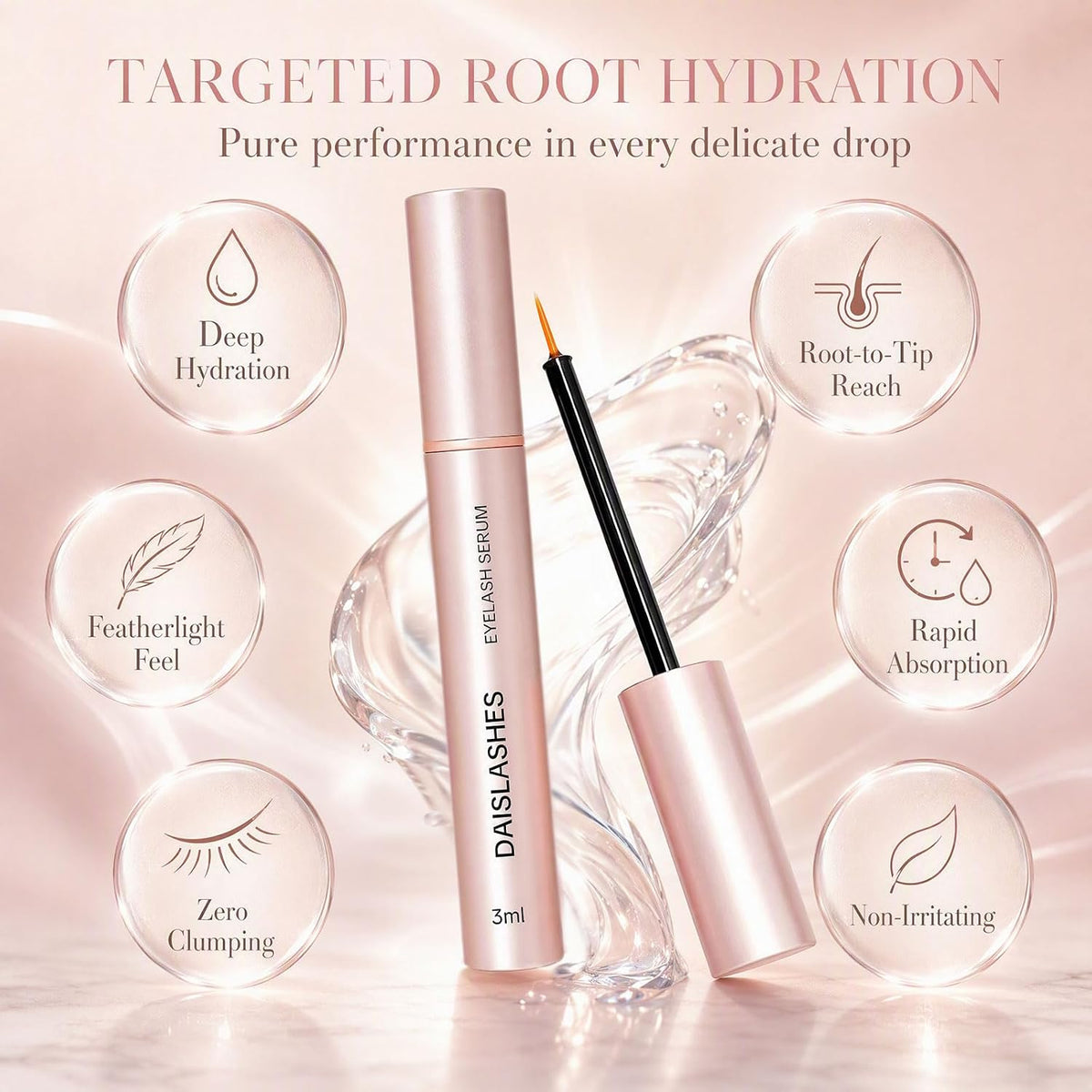 Daislashes Lash Serum, Peptide Eyelash Serum for Fuller-Looking Lashes