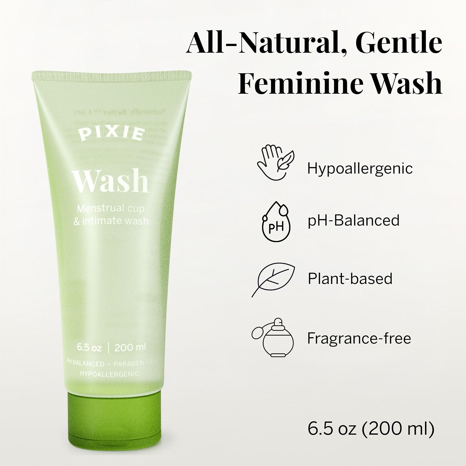 Pixie Feminine Wash - Best Formula to Wash Your Period Cups - Organic and Natural Ingredients & pH Balanced - Gel