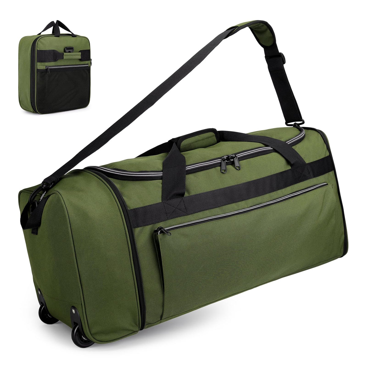 130L Foldable Rolling Duffle Bag with Wheels