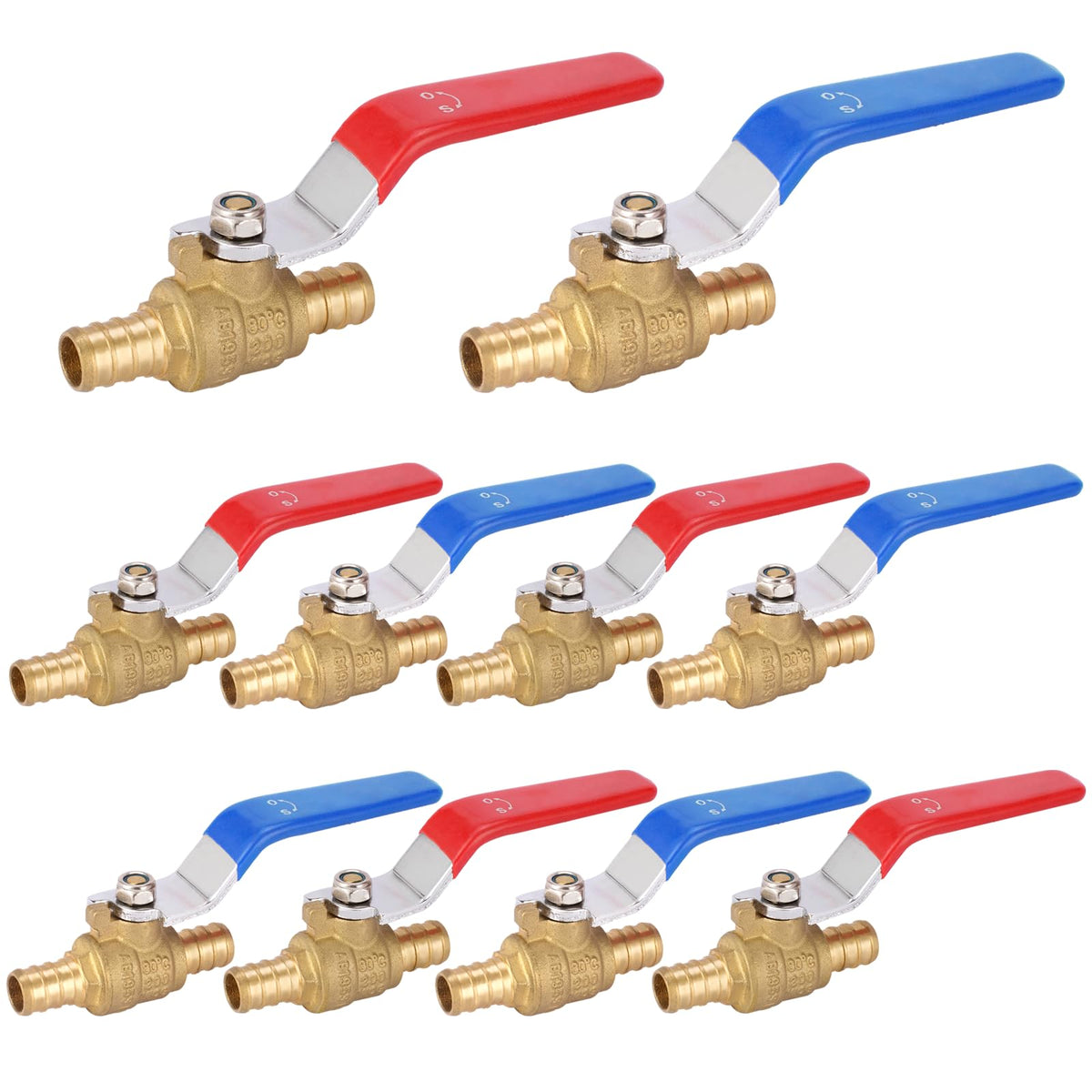 10PC HeSun 3/4" Brass Crimp PEX Ball Valve(VALVE013-10)