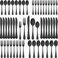 60-Piece Black Silverware Set, Stainless Steel Flatware Cutlery Set Service for 12, Tableware Eating Utensils Include