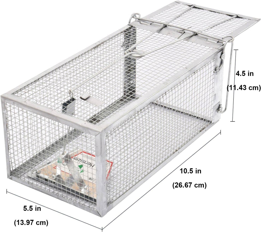 Humane Rat Trap, Small Mouse Traps 10.5" L x 5.5" W x 4.5" H | Chipmunk Rodent Trap, Indoor and Outdoor, Mouse Voles