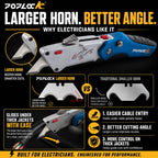 Folding Utility Knife with K-Hook & Straight Blade, Hook Blade Box Cutter for Cable Jacket, Duct, Drywall, Roofing &
