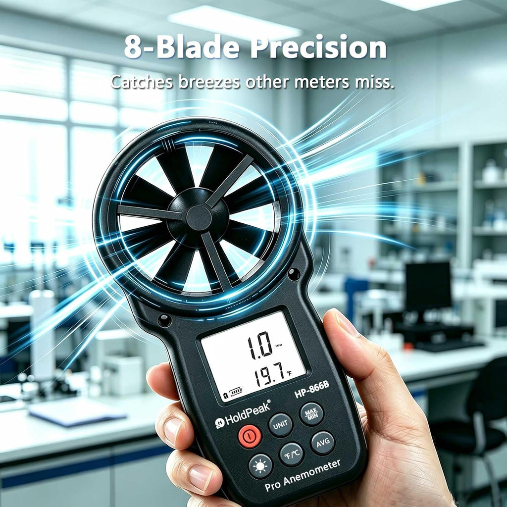 HoldPeak 866B Digital Anemometer, Handheld Wind Speed CFM Meter