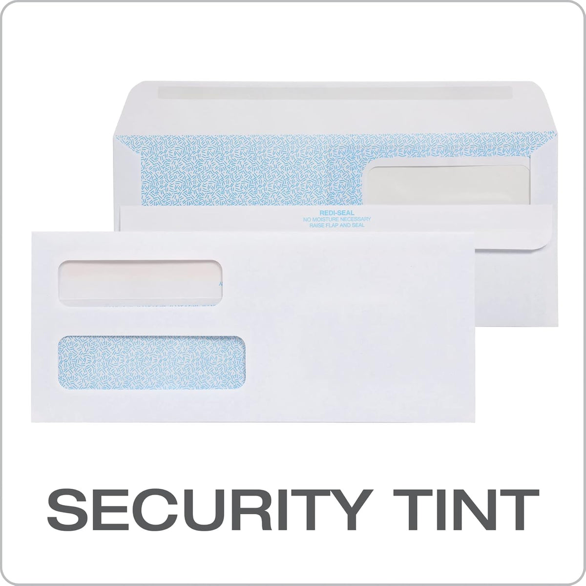 #10 Security Envelopes, 500 Pack, Double Window Self Seal Envelopes for Invoices, QuickBooks Checks and Business