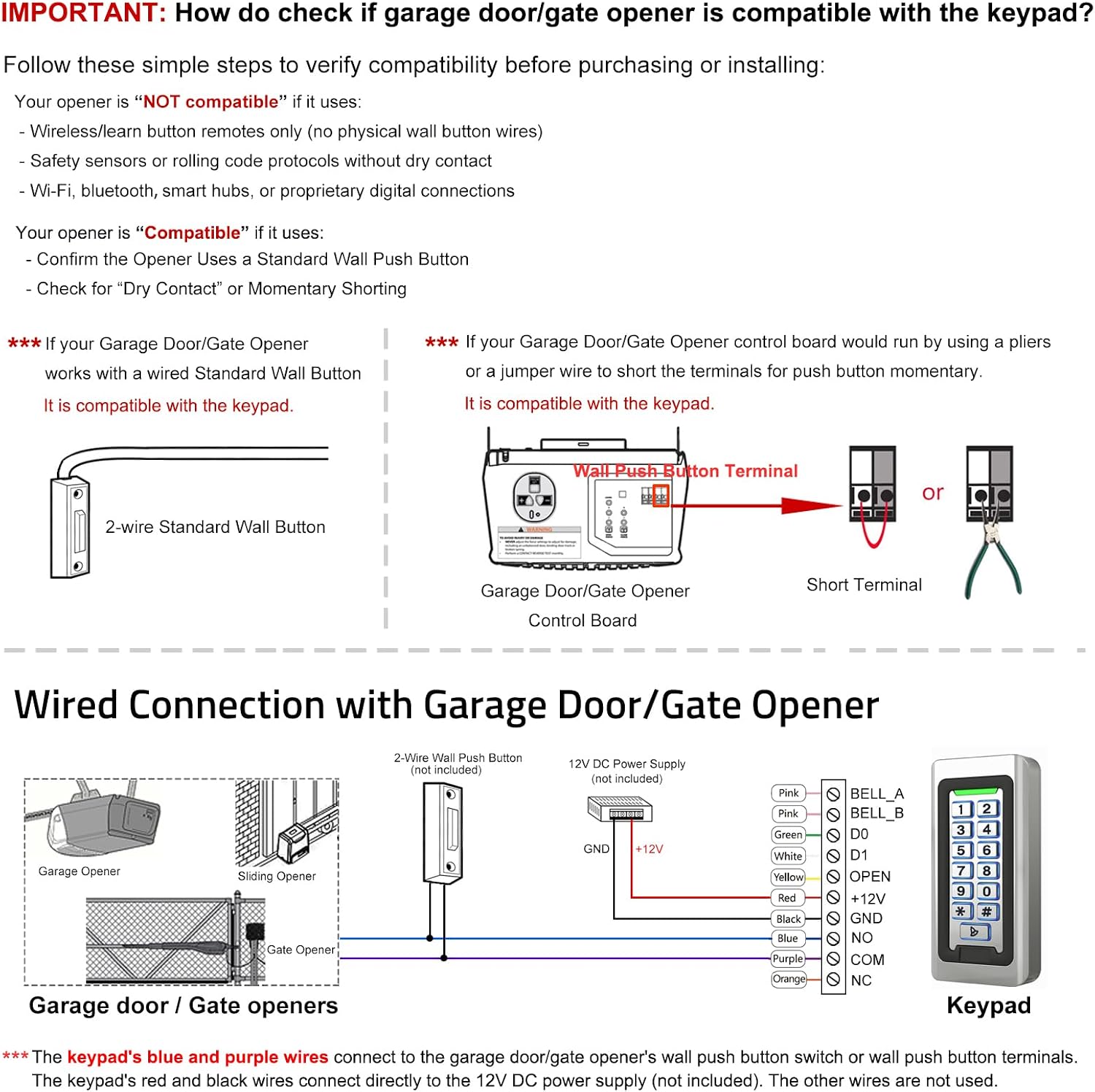 Wireless WiFi Access Control Keypad, Metal Stand-Alone Door Access Control | ID Card Reader, Weatherproof, Backlight