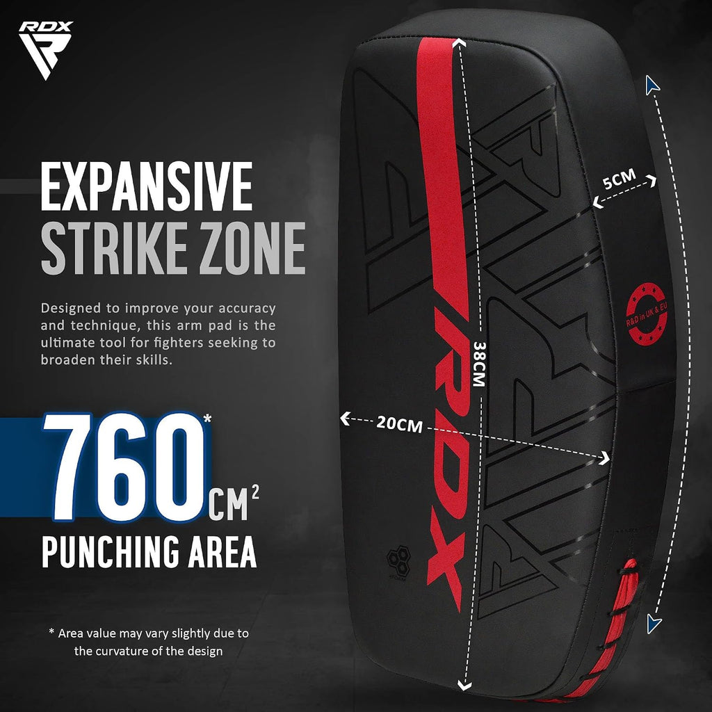 Thai Pads Curved Kickboxing Muay Thai with Solid Handle Grip, Maya Hide Leather KARA Strike Shield for Knees Elbows