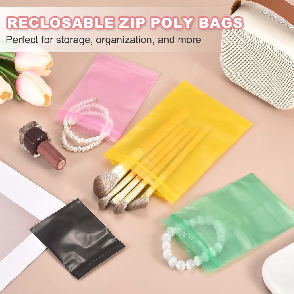 Plastic Reclosable Zip Bags 2"x3"-4.7 Mil Thick Pink 200Pcs
