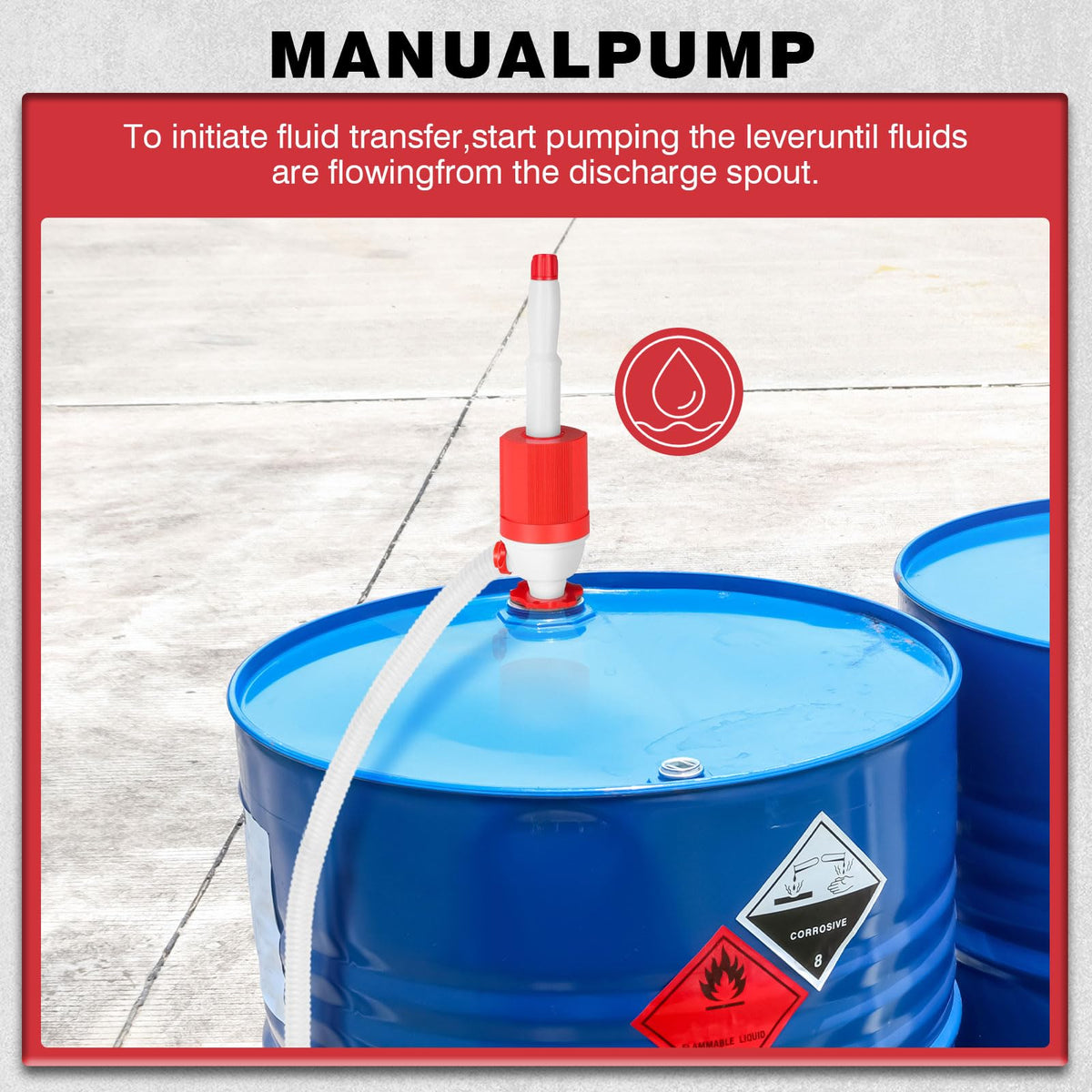 2 Set Siphon Drum Pump 48" Hose Manual Transfer 55 Gallon