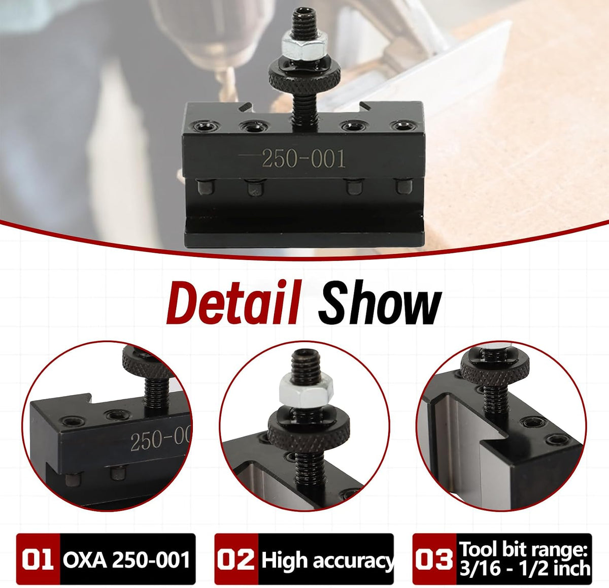 findmall 5Pcs OXA 250-001 Quick Change Tool Holder, Range 3/16-1/2 Inch