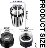 Shimeyao 9 Pcs ER11 Spring Collet Set 1/4'' with Clamping Nut for Cnc