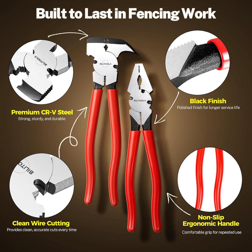 2-Piece 10" Fencing Pliers Set, Light & Heavy Duty with Pouch