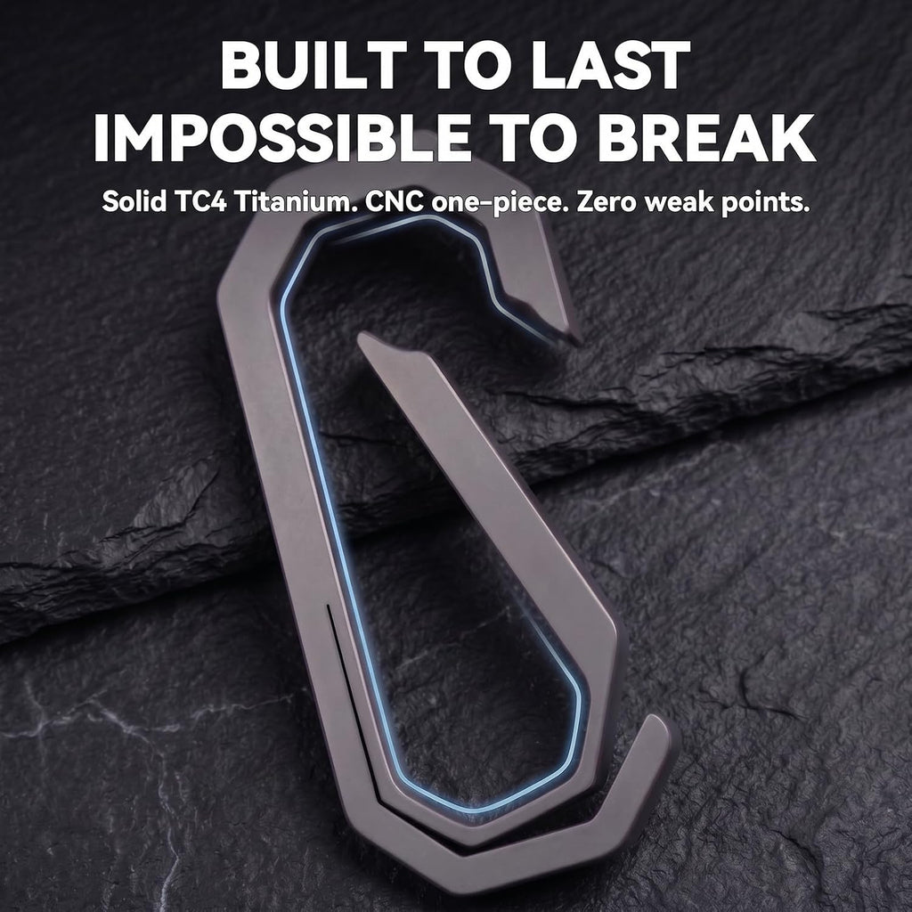 Titanium Carabiner Keychain Clip, Small EDC Key Holder, 2.12-Inch | Titanium Key Ring, One-Piece Integrated, Quick