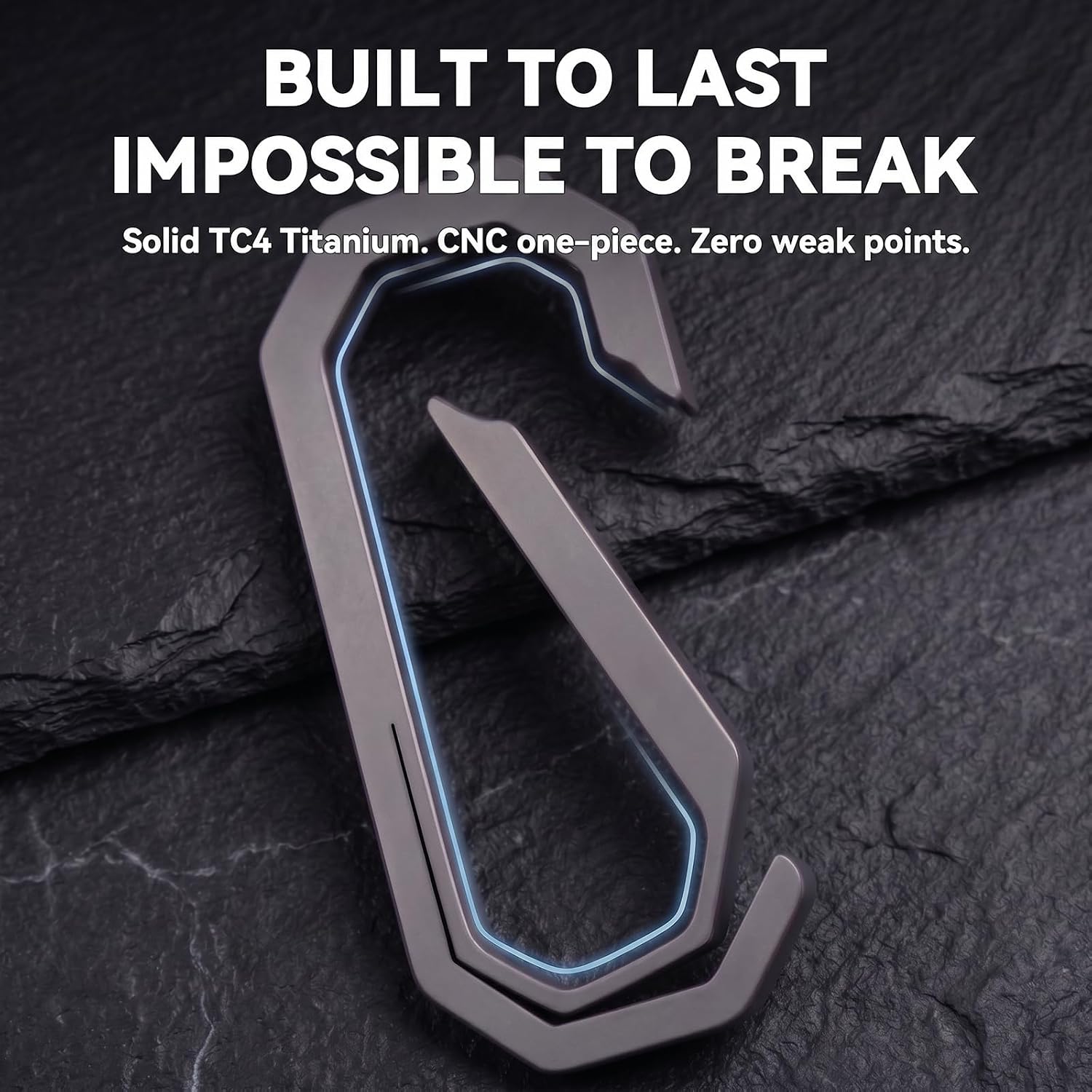 Titanium Carabiner Keychain Clip, Small EDC Key Holder, 2.12-Inch | Titanium Key Ring, One-Piece Integrated, Quick
