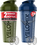 2 Pack 28oz Protein Shaker Bottle for Protein Mixes, Blue/Green | 2x Wire Whisk, Leak Proof Shaker Cups for Protein