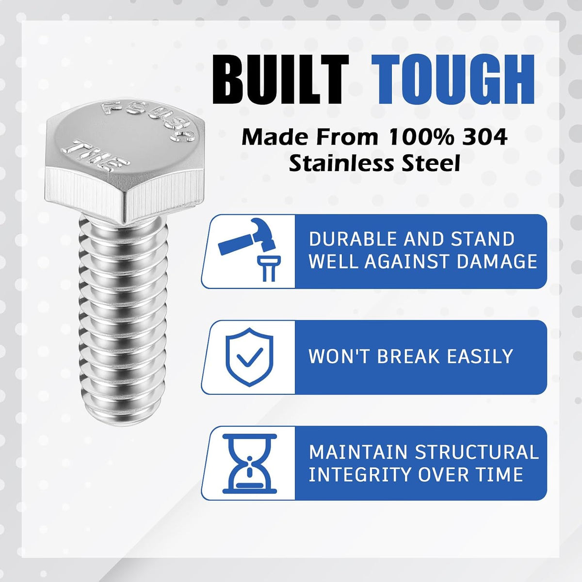 Zonon 50 Pcs 1/4-20 x 3/4" Hex Head Screw Bolt, Silver