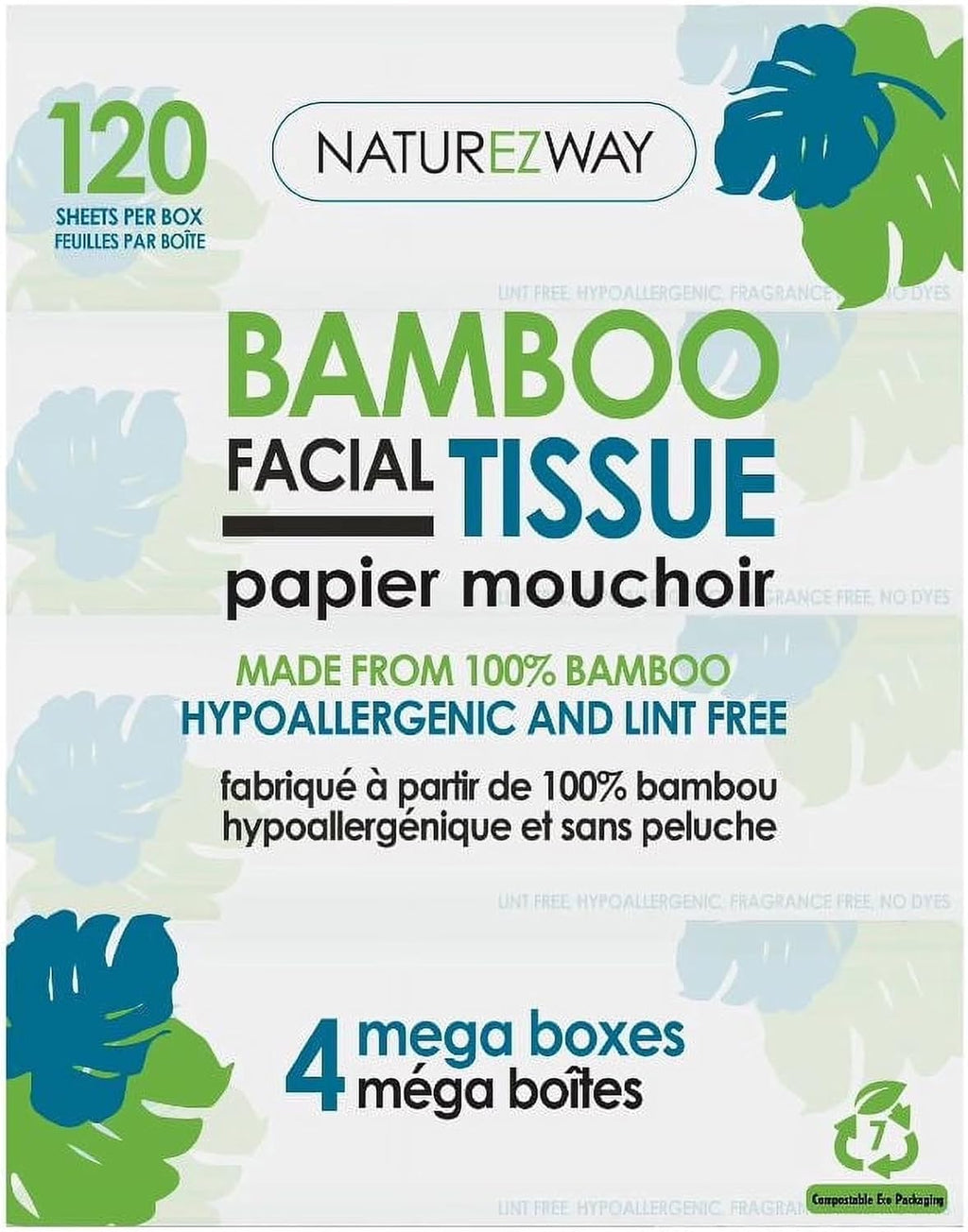Facial Tissue (30 Pack) - Soft, Hypoallergenic, Lint-free - 120 Sheets Per Box, 2-ply Absorbency