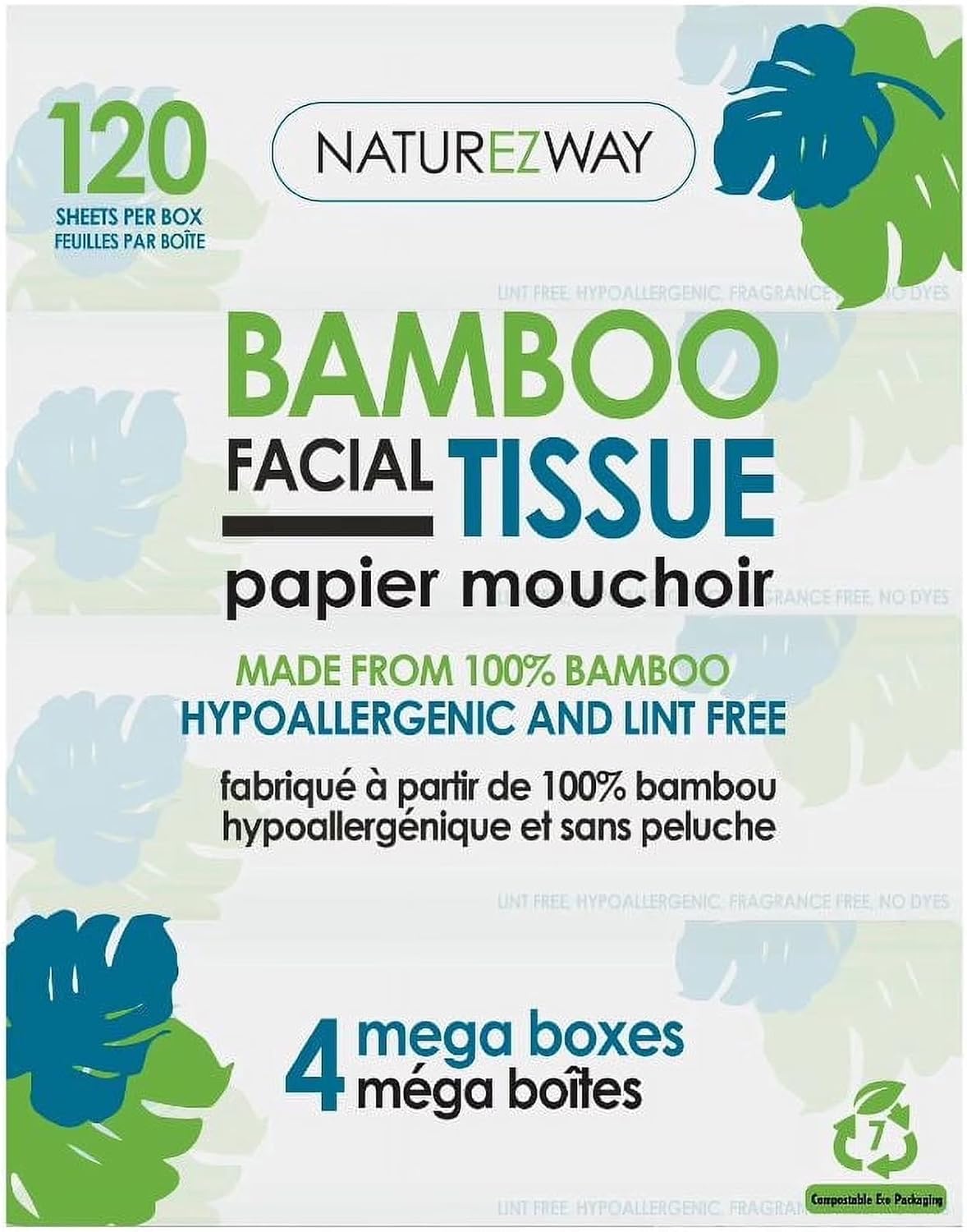 Facial Tissue (30 Pack) - Soft, Hypoallergenic, Lint-free - 120 Sheets Per Box, 2-ply Absorbency
