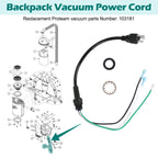 103181 Power Cord Replacement Proteam Vacuum Cord, 3 Wire w/Nut & Washer