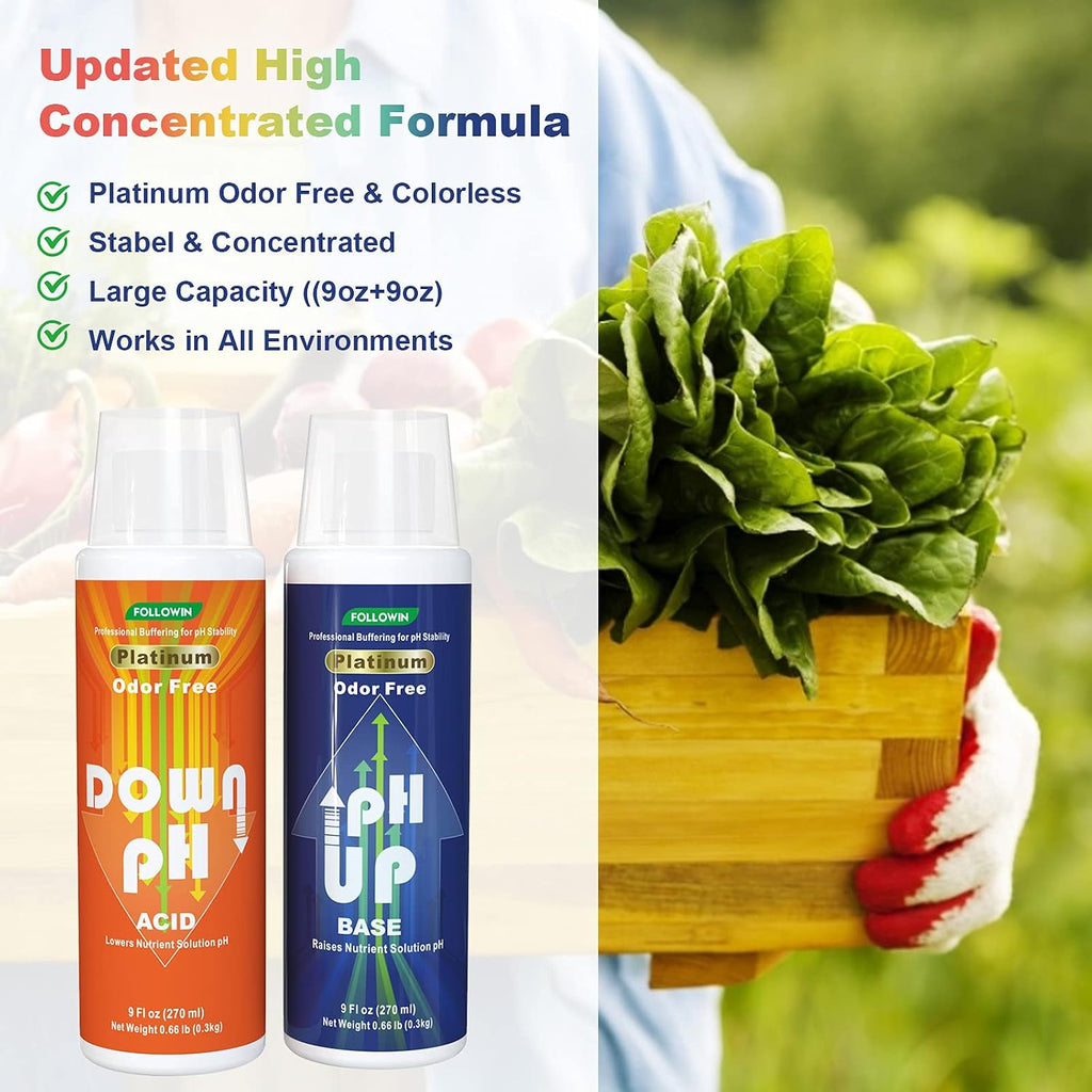 pH Up and Down Control Kit for Hydroponics and Soil Gardens | Concentrated Liquid pH Adjuster Set (9 oz + 9 oz) with