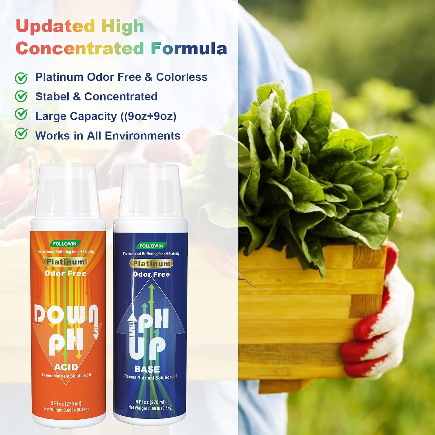 pH Up and Down Control Kit for Hydroponics and Soil Gardens | Concentrated Liquid pH Adjuster Set (9 oz + 9 oz) with