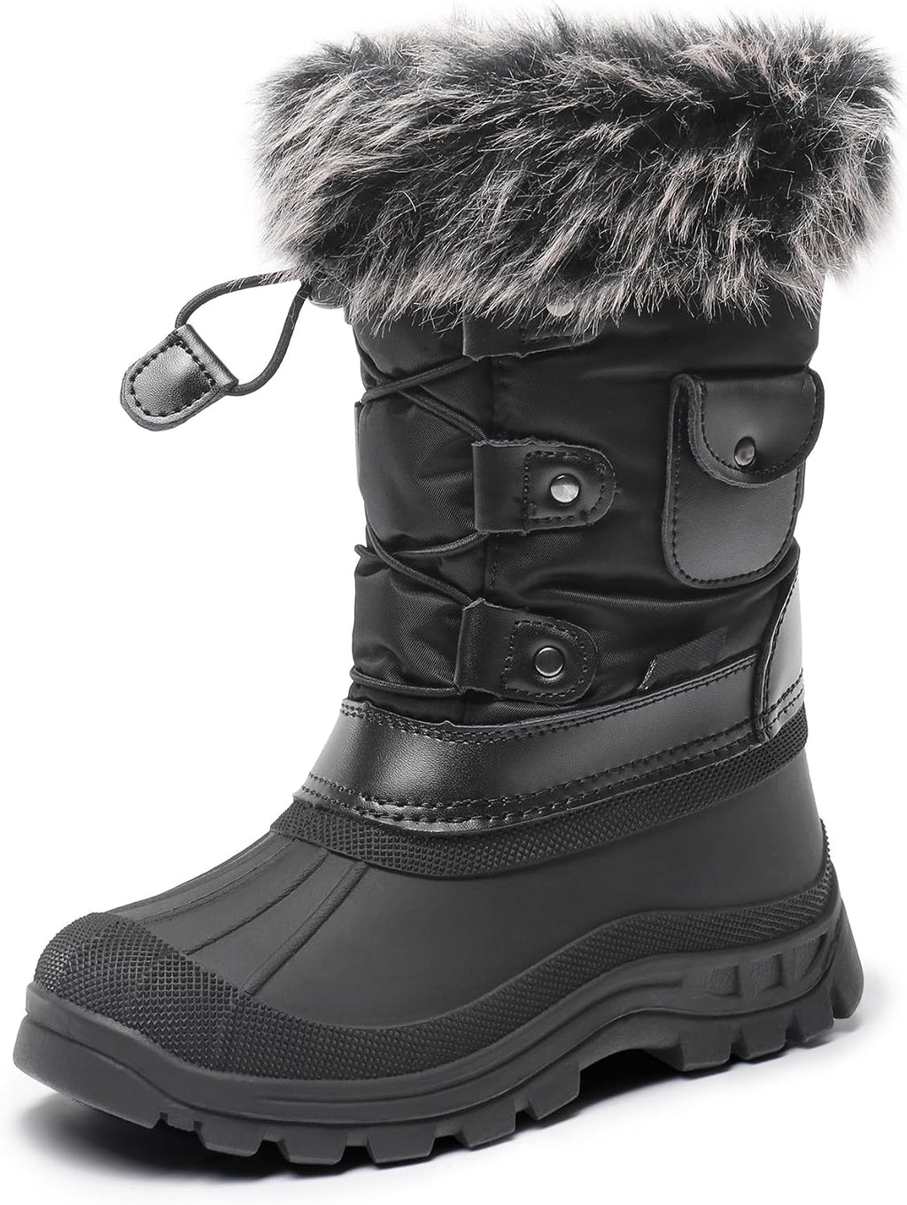 Girls Snow Waterproof Winter Boots | Warm Faux Fur Lined Outdoor Secure Grip Anti Slip Outsole Easy Wear Windproof