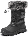 Girls Snow Waterproof Winter Boots | Warm Faux Fur Lined Outdoor Secure Grip Anti Slip Outsole Easy Wear Windproof