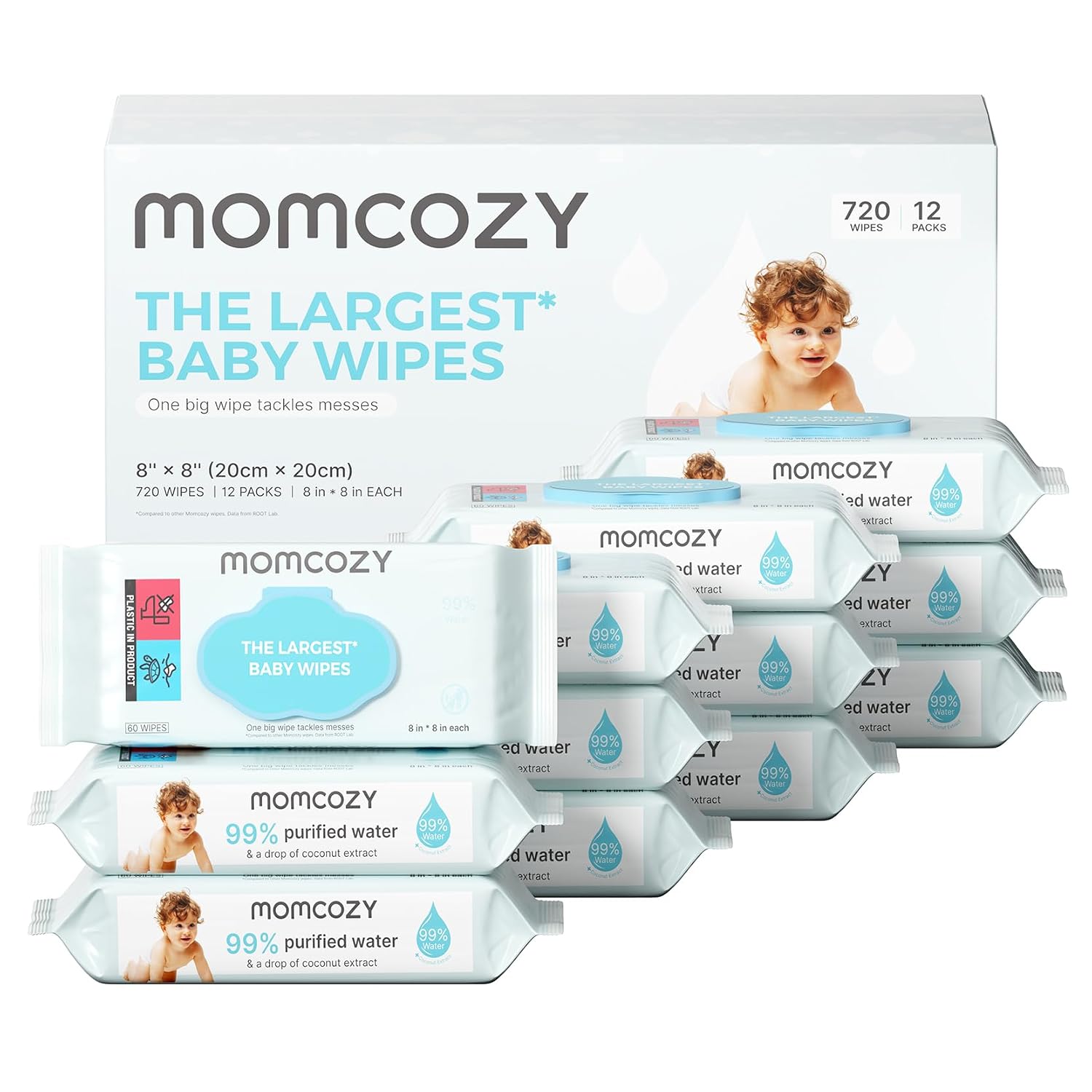 Baby Wipes, Unscented & Hypoallergenic, Gentle for Sensitive Skin | Plus Wipes-Size, Thickness, Moisture, Softness &