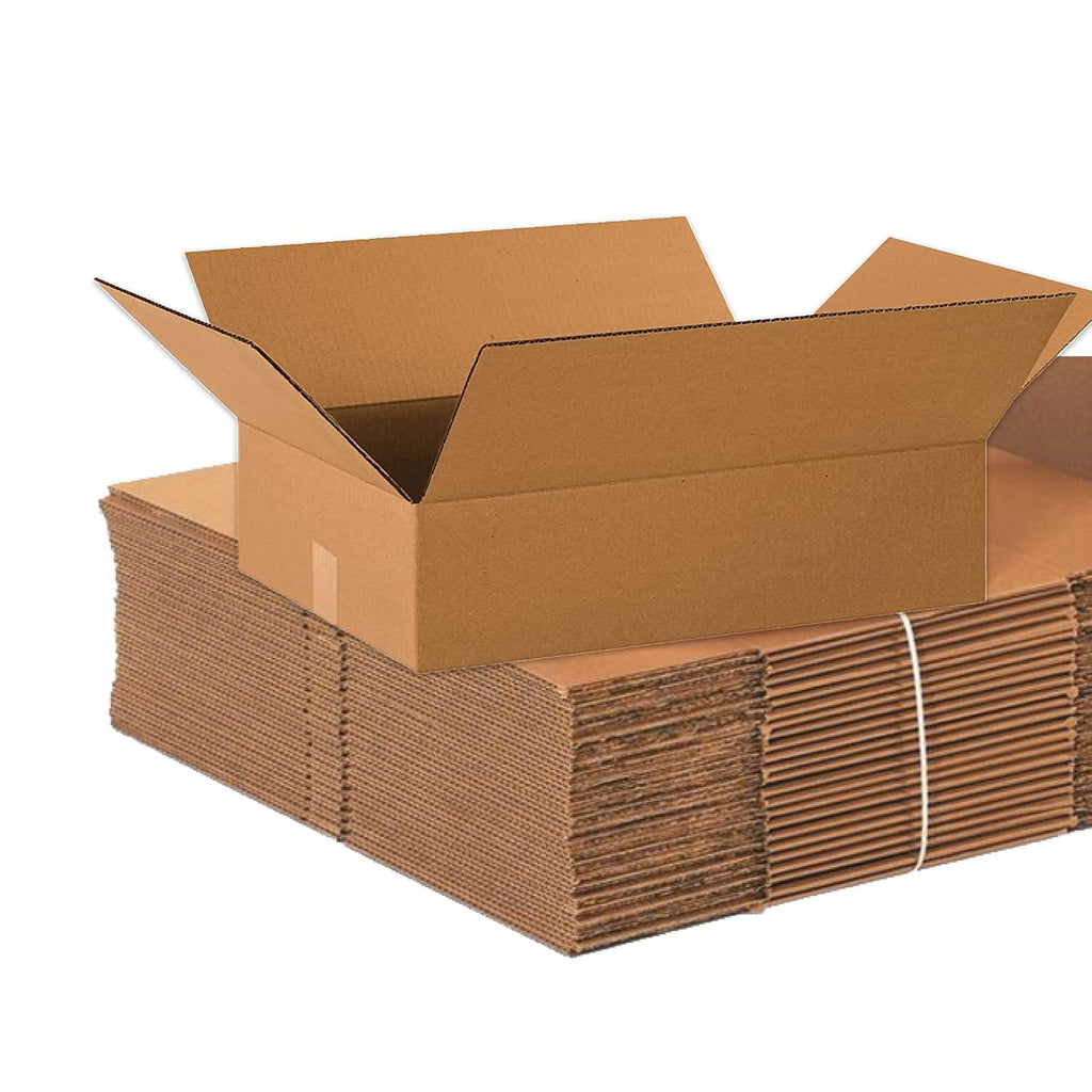 Shipping Boxes Flat 20"L x 14"W x 4"H 25-Pack - Corrugated Cardboard Box for Moving, Mailing, Packing, Packaging and