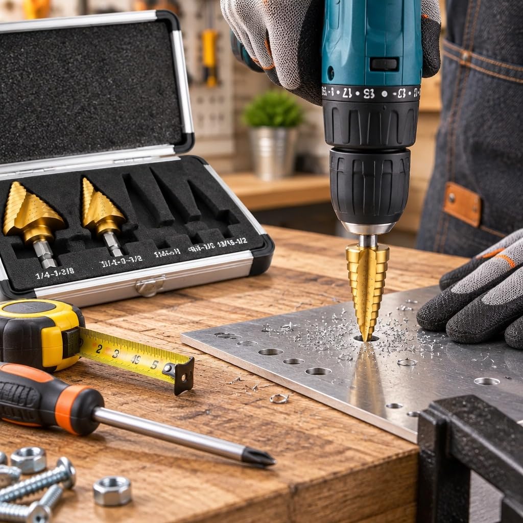 Automatic Center Punch Set, Zofiat Titanium Drill Bits, Step Drill Bit