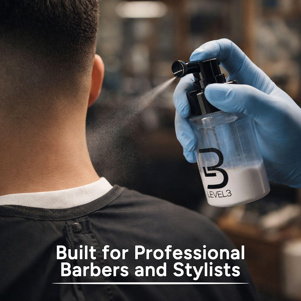Level 3 Powder Spray Bottle for Easy Talc Application, Barber Use