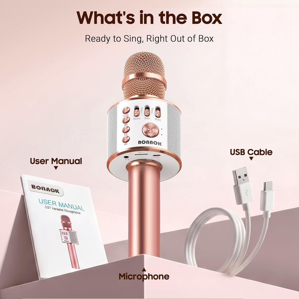 Wireless Bluetooth Karaoke Microphone,3-in-1 Portable Handheld Karaoke Mic Speaker Machine Home Party Birthday for