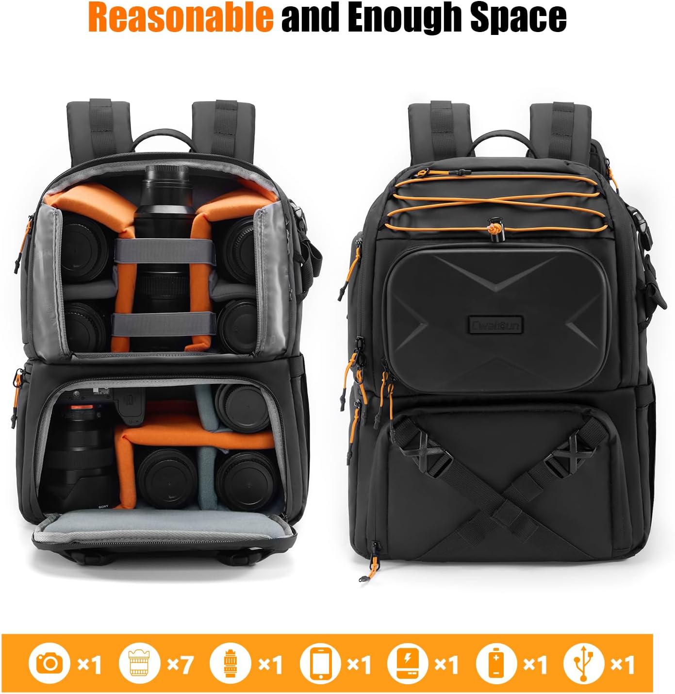 Camera Backpack Professional DSLR/SLR/Mirrorless, Waterproof Hardshell Case Large Camera Bag Outdoor Hiking Travel