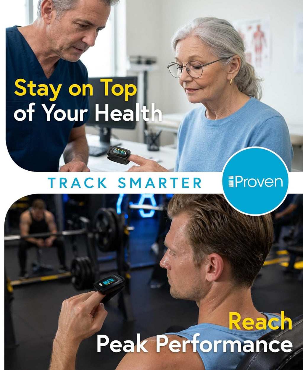 iProven Pulse Oximeter Fingertip Blood Oxygen Saturation Monitor, OXI-27 | Pulse Rate & Respiratory Rate Monitor