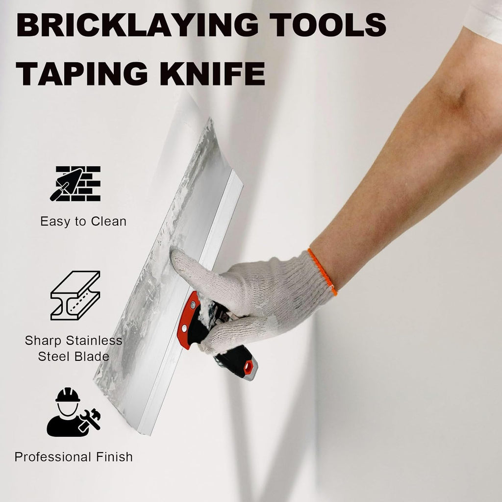 Drywall Knife Set, 10 Pcs Drywall Hand Tool Kit | Putty Knife, Aluminum Hawk, Mud Pan, Finishing Trowel