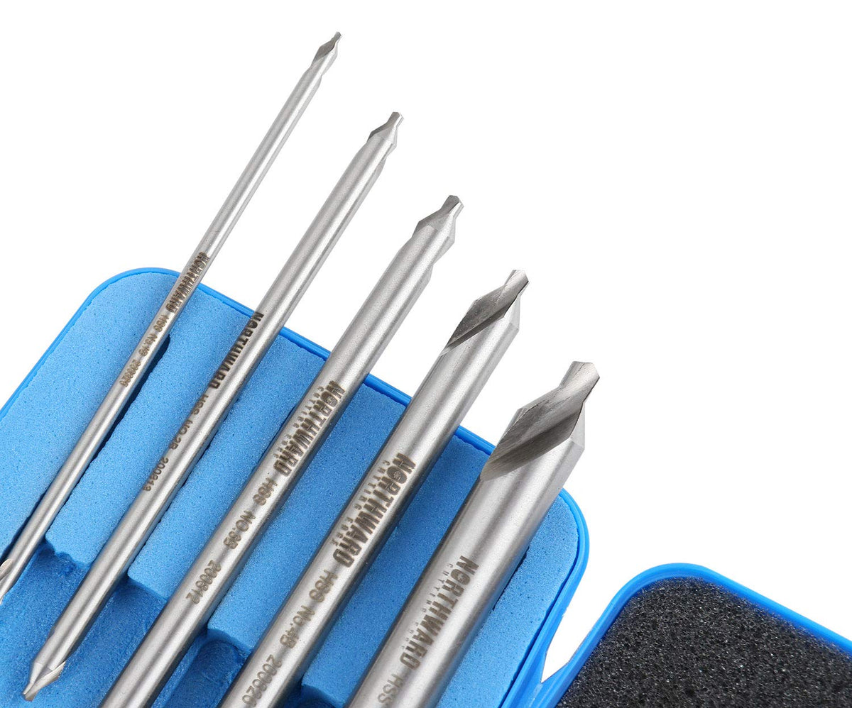 Accusize Long Center Drill Set, #1-#5, 3/64"-3/16", 5-Pc, M2 HSS, 3560-1001