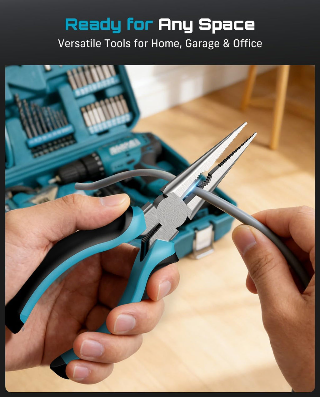 21V Cordless Drill Tool Kit - 190Pcs Power Tool Combo Set, Hand Tool Kit with Toolbox, Electric Drill Driver for Home